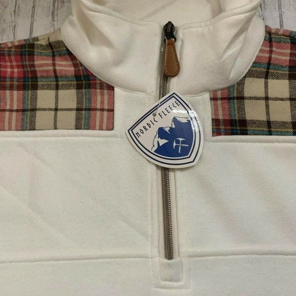 NWT Nordic Fleece Collection Womens The Uppsala Pullover Off White Plaid Size M - Picture 4 of 6